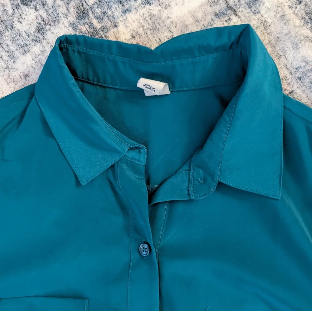 EUC Ladies Old Navy Tie Up Sleeve Tie Waist Long Sleeve Shirtdress Dress Sz S - Picture 6 of 9